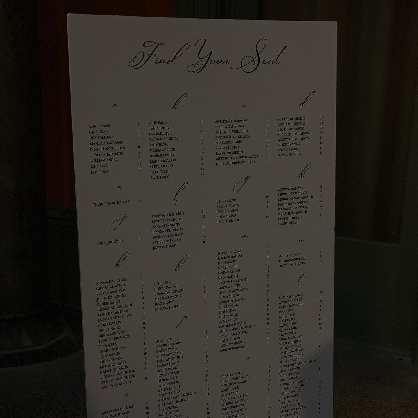 Seating Chart